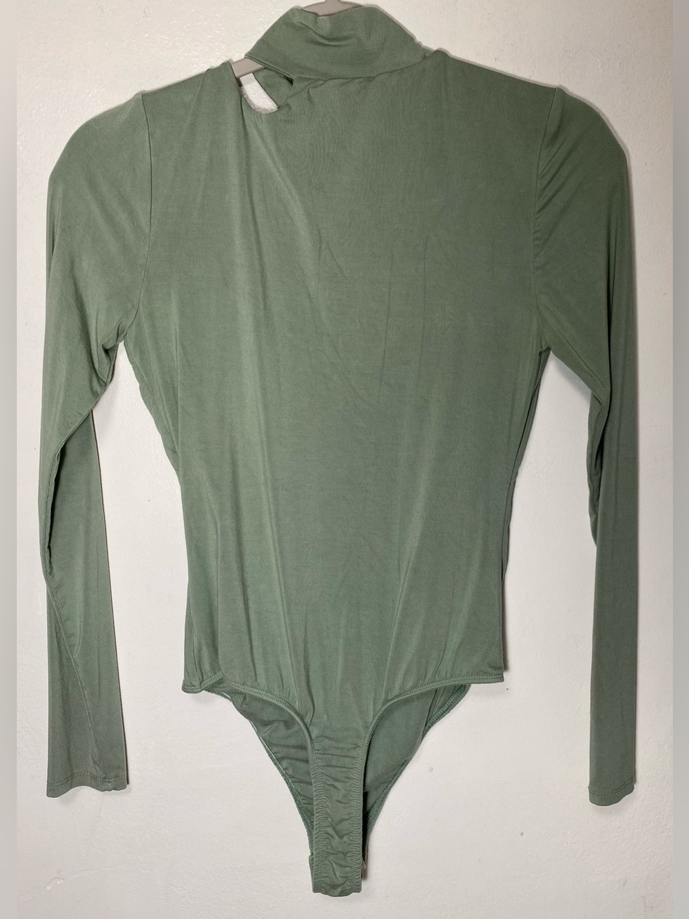 JLUXLABEL Olive Green Long-Sleeve Deep V Bodysuit - Picture 2 of 2